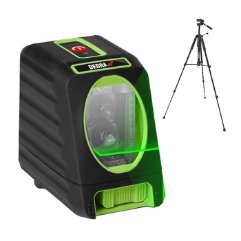 Laser in cruce, fascicul laser verde + trepied filet ¼, pana la 30 metri, cu suport magnetic Laser in cruce, fascicul laser verde + trepied filet ¼, pana la 30 metri, cu suport magnetic