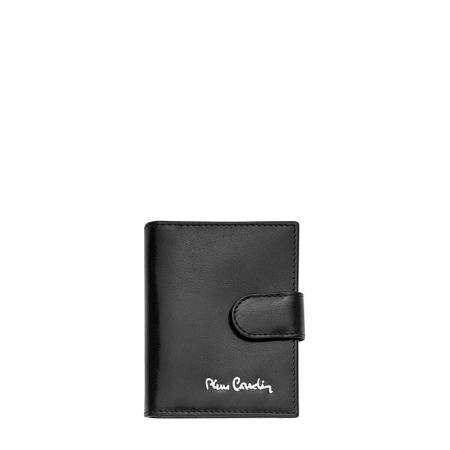 Husa carti de vizita, Pierre Cardin, Piele naturala, Negru, 10х8cm