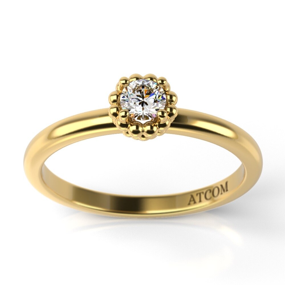 Inel de logodna din aur galben cu diamant model Volere