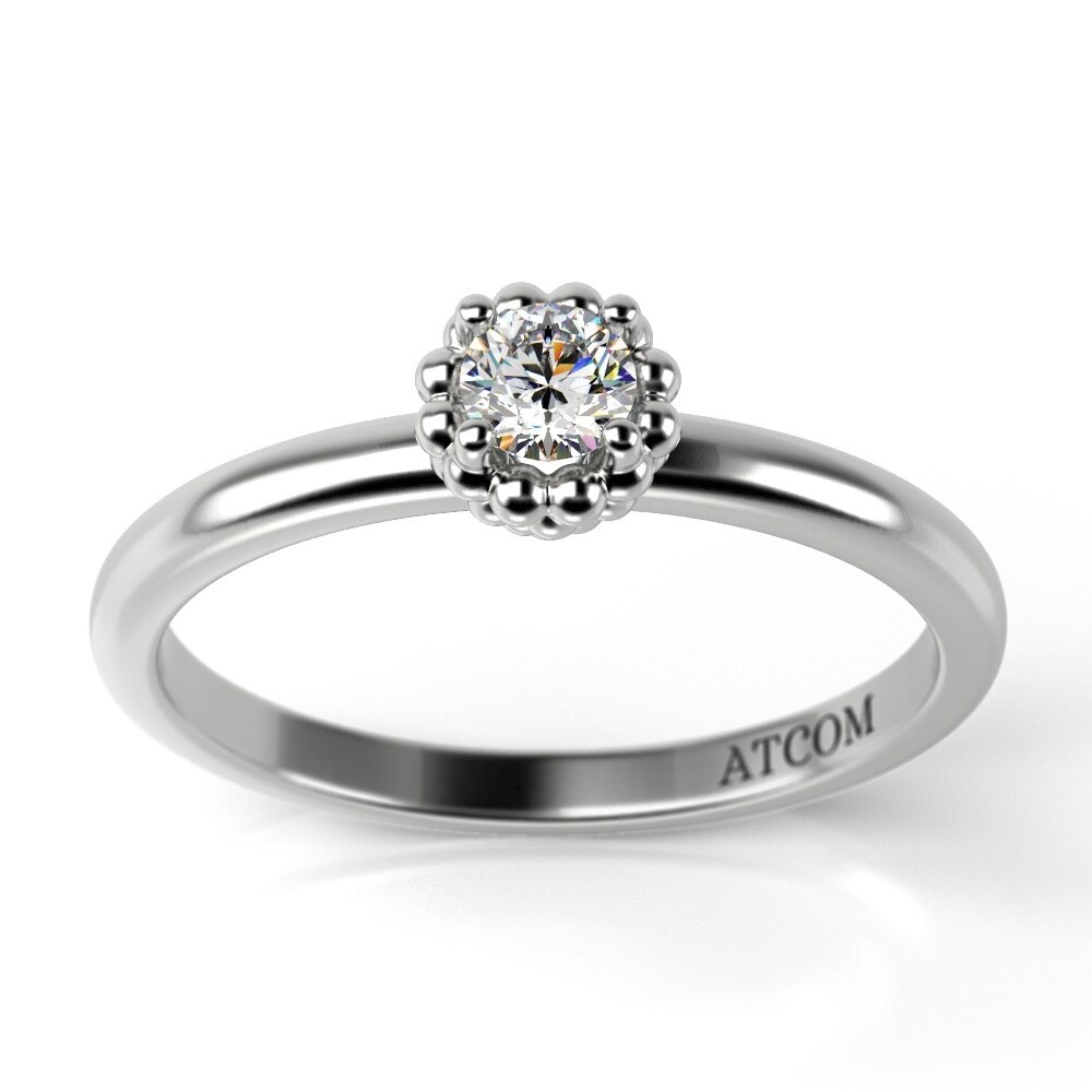 Inel de logodna din aur alb cu diamant model Volere