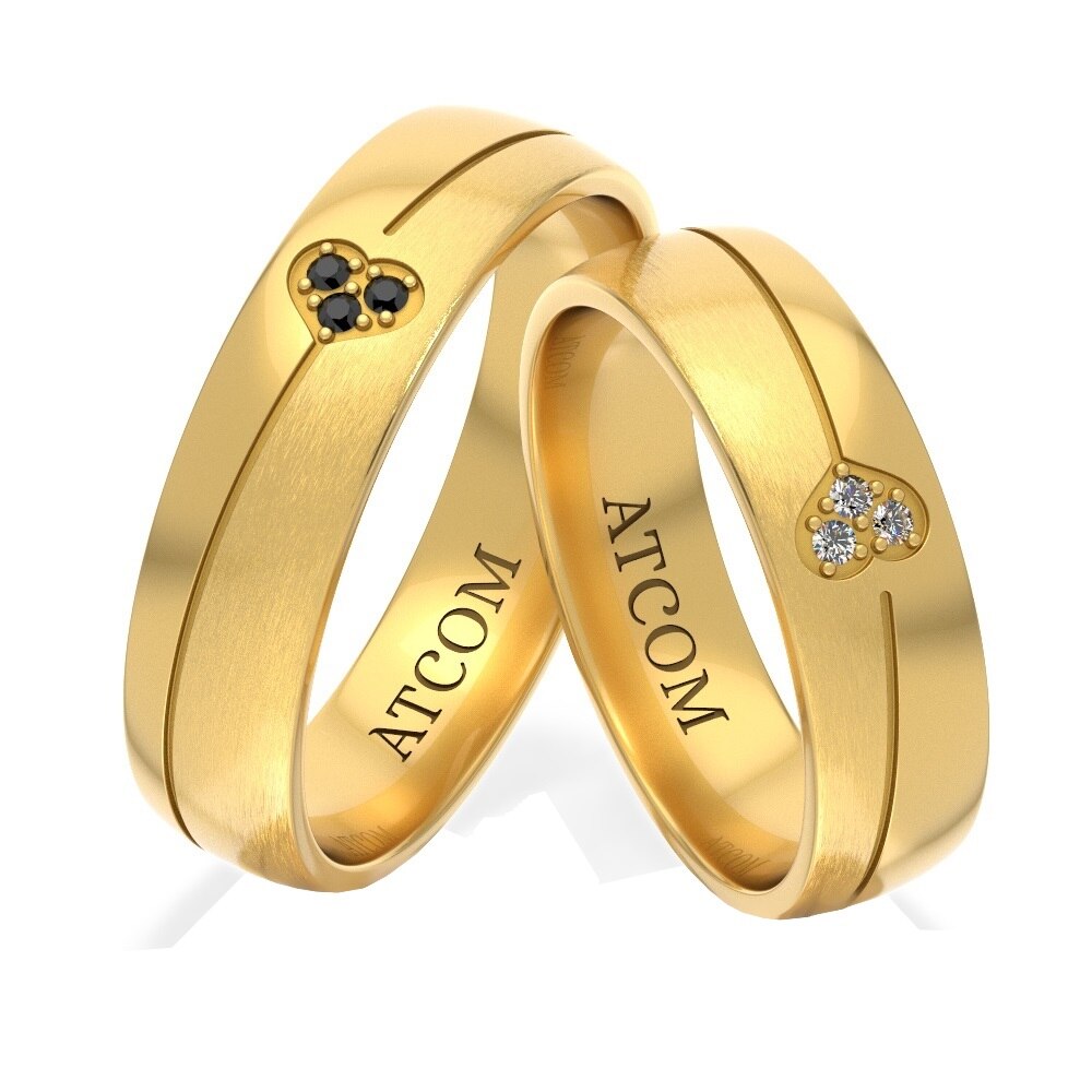 Verighete din aur galben cu diamante model Artemis