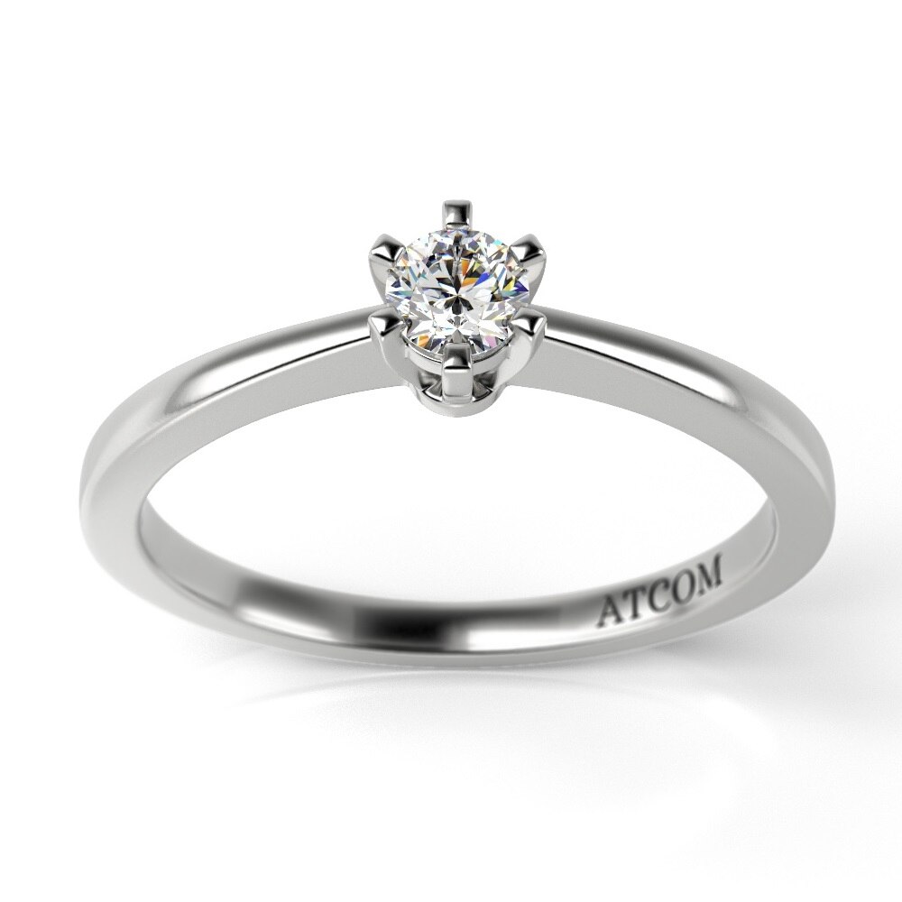 Inel de logodna din aur alb cu diamant model Rise
