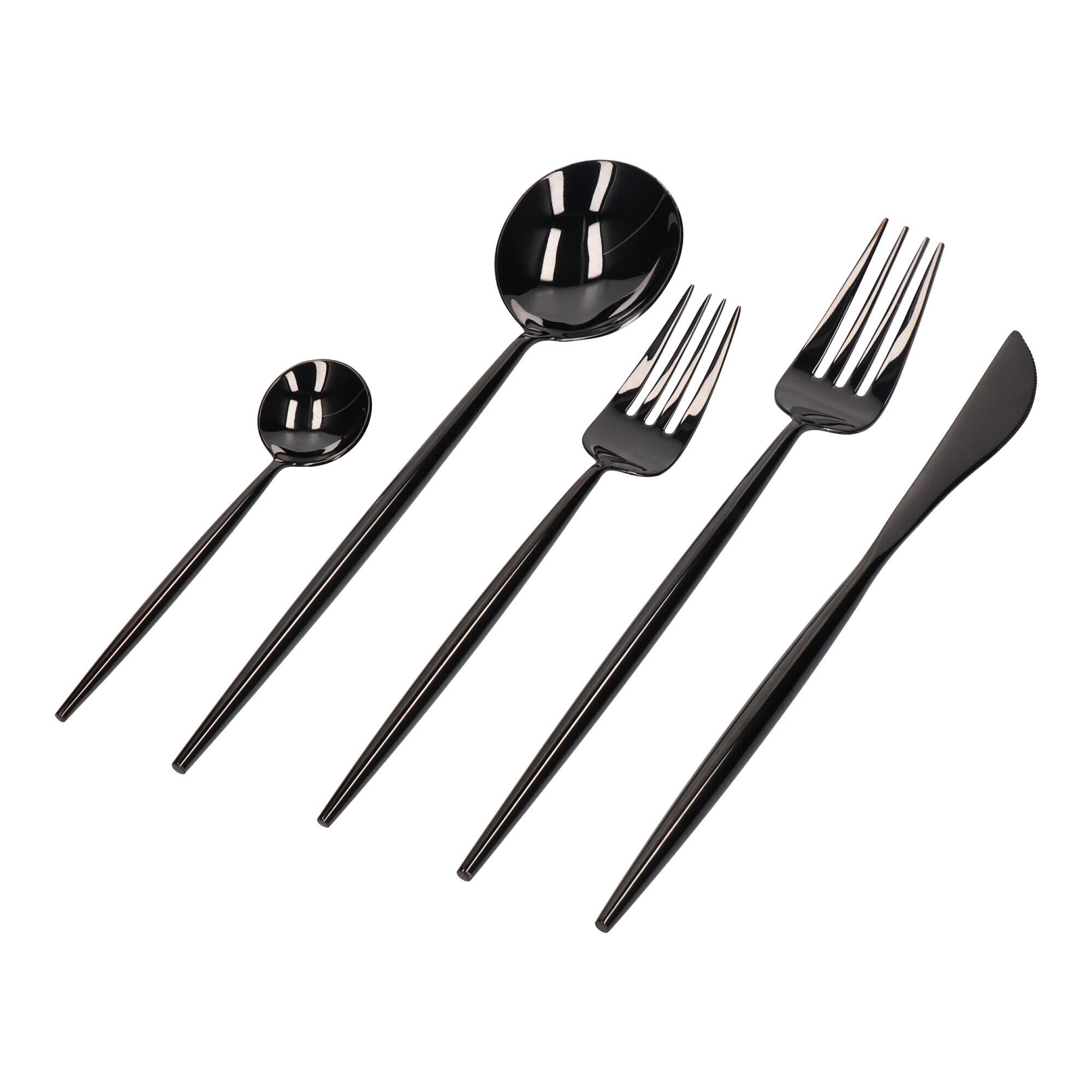 Set de tacamuri portugheze 5 piese negru lucios, 13,1-22,5 cm
