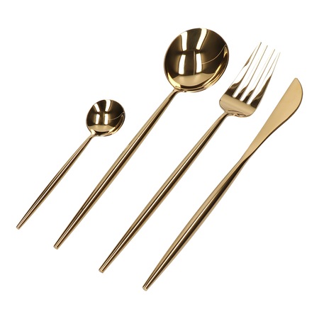 Set de tacamuri portugheze 24 de piese, auriu lucios, 18,7-23 cm
