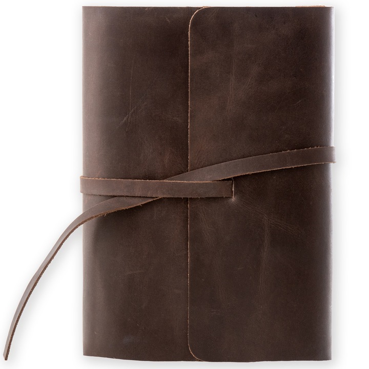 Unika napló, levehető valódi bőr borító, 320 oldal, dobozban, kézzel készített, vintage, barna