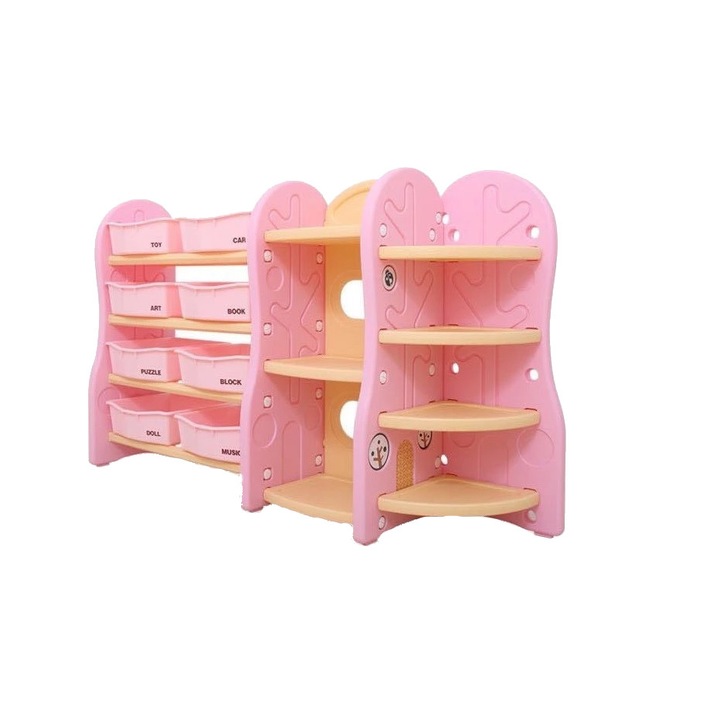 Organizator pentru jucarii si rechizite cu polite si 8 cutii depozitare Nichiduta Tree Peach Pink