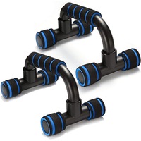 Set Manere pentru Flotari GO4FIT®, Push Up Bars cu Manere Buretate, Picioare Cauciucate Antiderapante, Stabilitate Sporita, pentru Antrenament Brate, Umeri si Spate, Incepatori si Avansati, Usoare si Portabile, Negru/Albastru