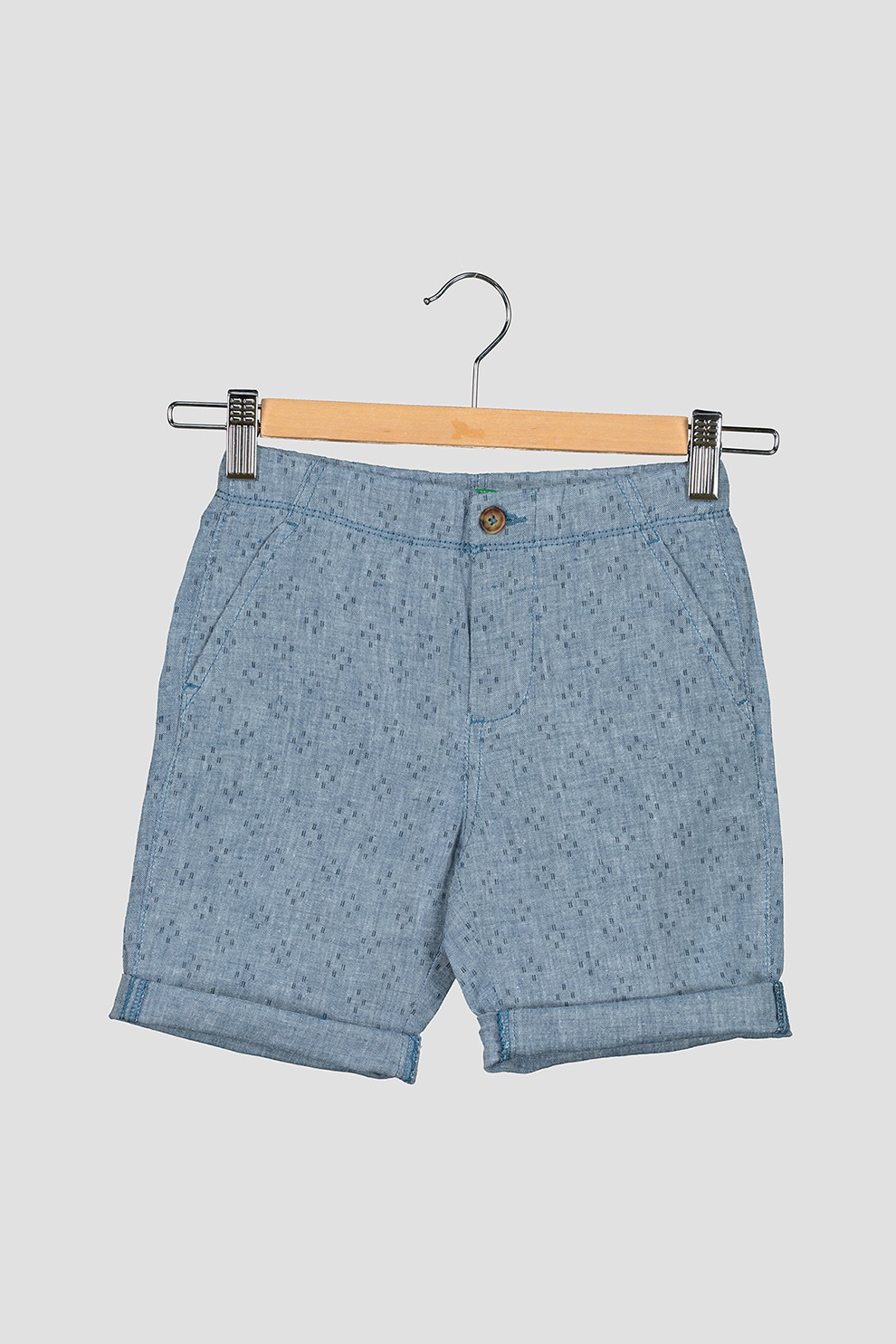 United Colors of Benetton, Pantaloni scurti chino din amestec de in, Albastru deschis