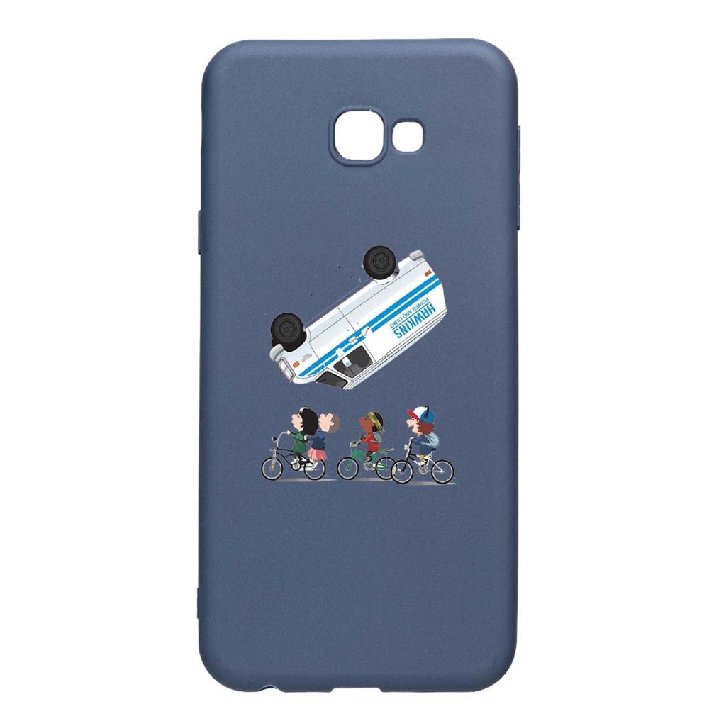 Husa Samsung Galaxy J4 Plus, Stranger Things, rezistenta la uzura, anti-alunecare, din silicon Premium, AlaskanBlue, AB370