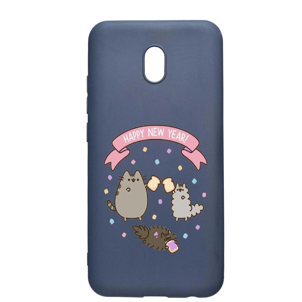 Husa Xiaomi Redmi 8A, Happy New Year, rezistenta la uzura, anti-alunecare, din silicon Premium, AlaskanBlue, AB356