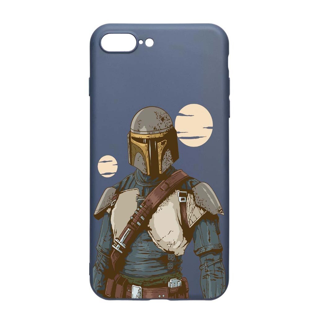Husa Apple iPhone 8 Plus / 7 Plus, Star Wars The Mandalorian, rezistenta la uzura, anti-alunecare, din silicon Premium, AlaskanBlue, AB461