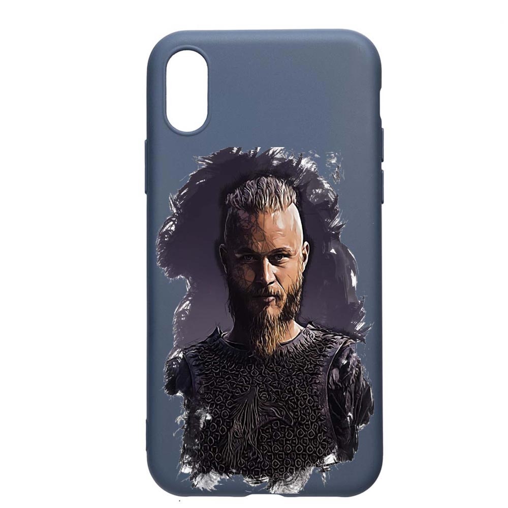 Husa Apple iPhone XR, The Vikings Lothbrok, rezistenta la uzura, anti-alunecare, din silicon Premium, AlaskanBlue, AB452