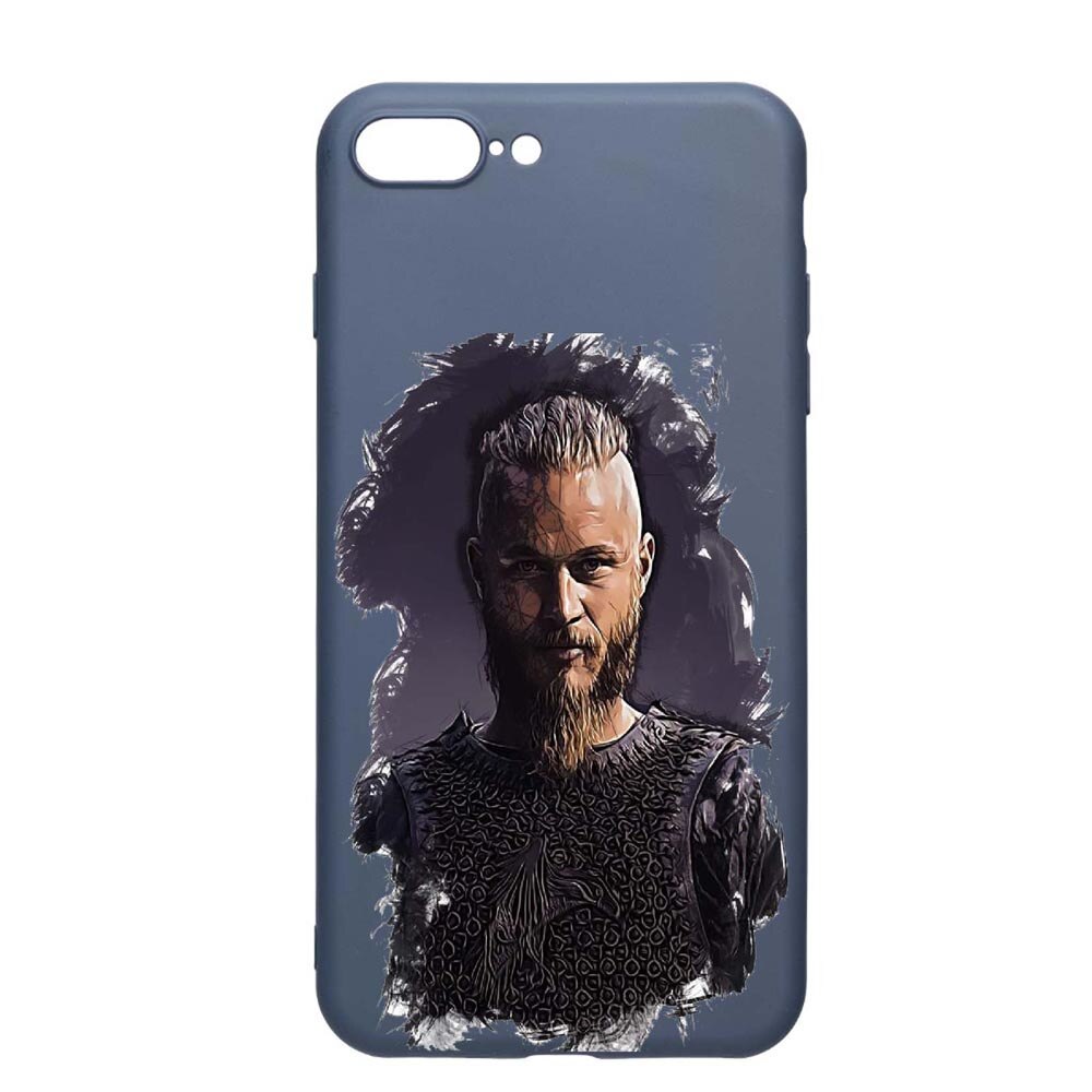 Husa Apple iPhone 8 Plus / 7 Plus, The Vikings Lothbrok, rezistenta la uzura, anti-alunecare, din silicon Premium, AlaskanBlue, AB452