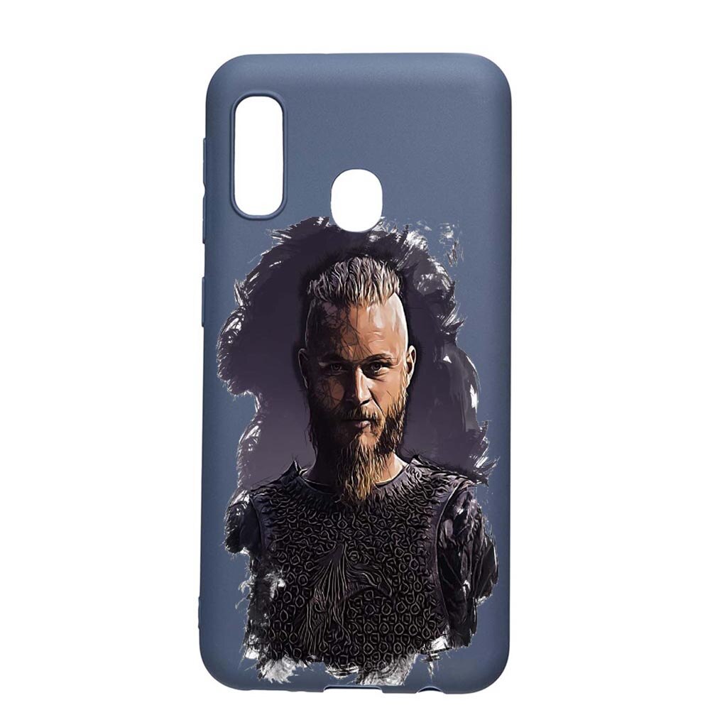 Husa Samsung Galaxy A20e, The Vikings Lothbrok, rezistenta la uzura, anti-alunecare, din silicon Premium, AlaskanBlue, AB452