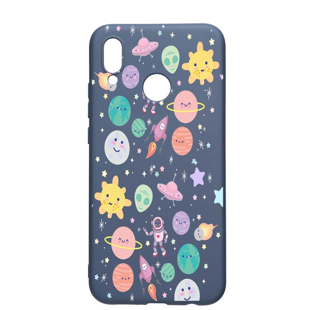 Husa Xiaomi Redmi 7, Universe, UFO, rezistenta la uzura, anti-alunecare, din silicon Premium, AlaskanBlue, AB473