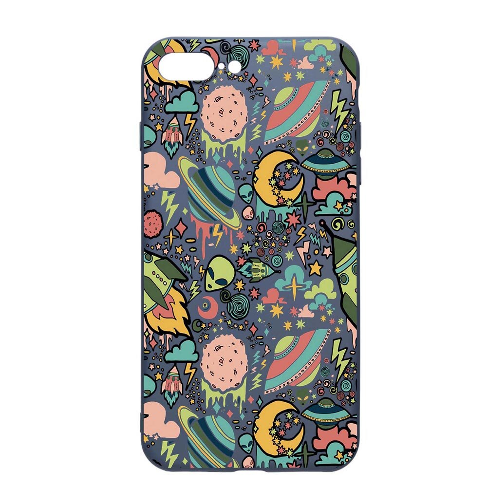 Husa Apple iPhone 8 Plus / 7 Plus, Universe, UFO, rezistenta la uzura, anti-alunecare, din silicon Premium, AlaskanBlue, AB472