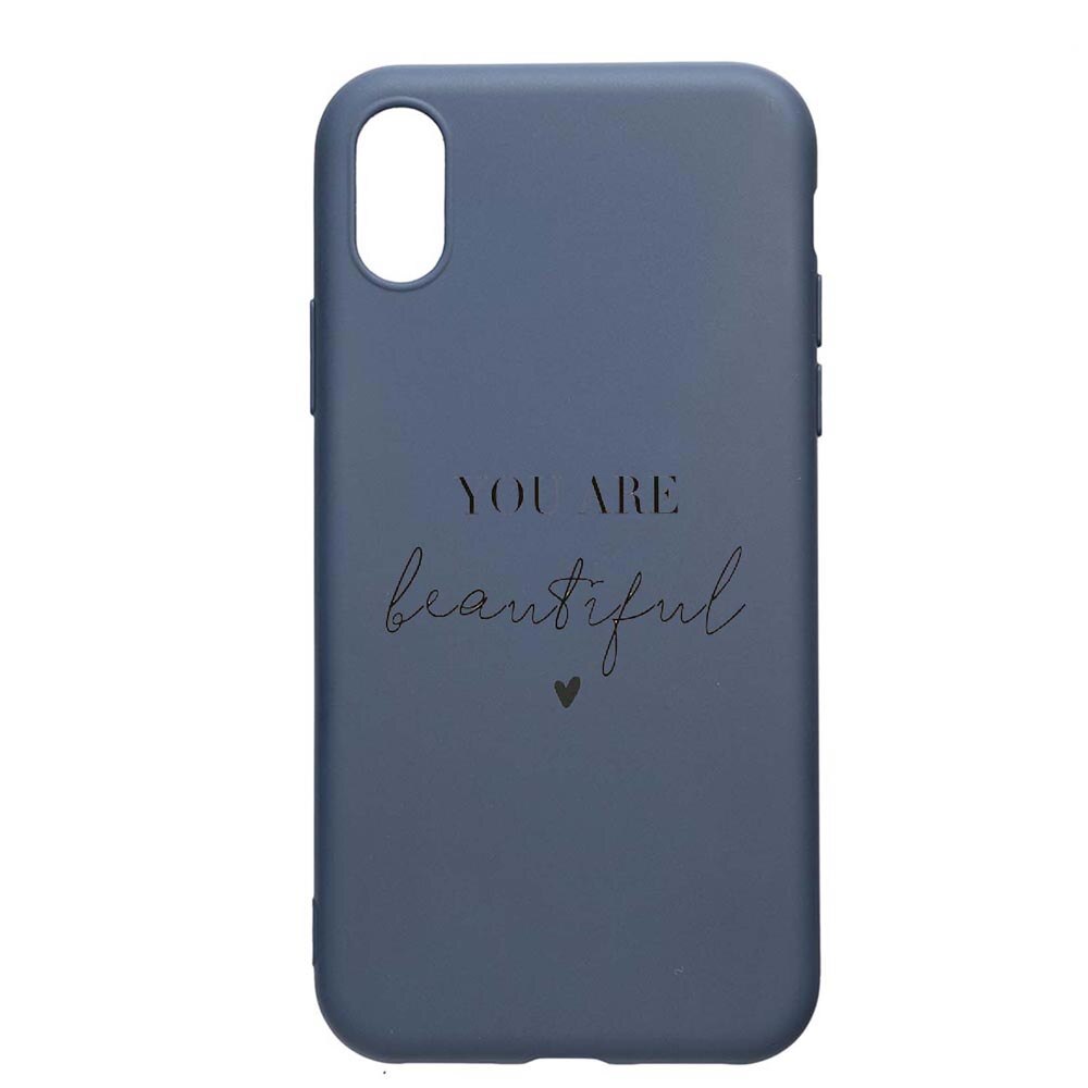 Husa Apple iPhone XS / X, You Are Beatiful, rezistenta la uzura, anti-alunecare, din silicon Premium, AlaskanBlue, AB477