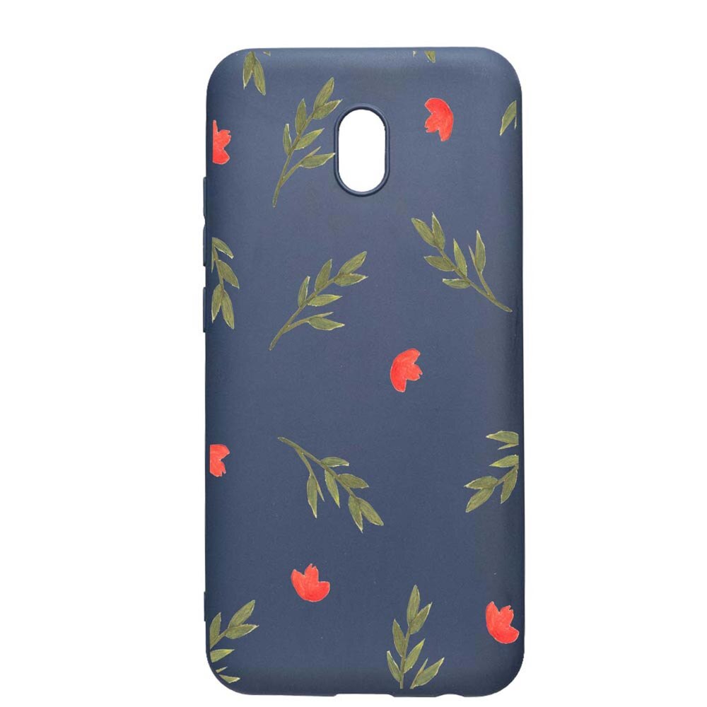 Husa Xiaomi Redmi 8A, Flowers, rezistenta la uzura, anti-alunecare, din silicon Premium, AlaskanBlue, AB516
