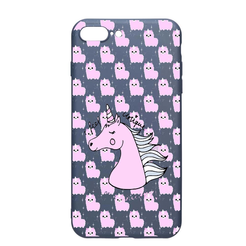 Husa Apple iPhone 8 Plus / 7 Plus, Unicorn - I feel unique, rezistenta la uzura, anti-alunecare, din silicon Premium, AlaskanBlue, AB521