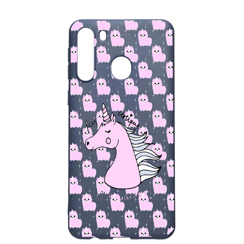 Husa Samsung Galaxy A21, Unicorn - I feel unique, rezistenta la uzura, anti-alunecare, din silicon Premium, AlaskanBlue, AB521