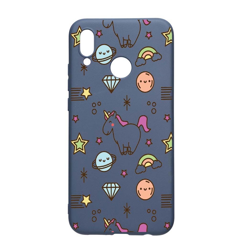 Husa Huawei P Smart 2019, Unicorn - universe, rezistenta la uzura, anti-alunecare, din silicon Premium, AlaskanBlue, AB526