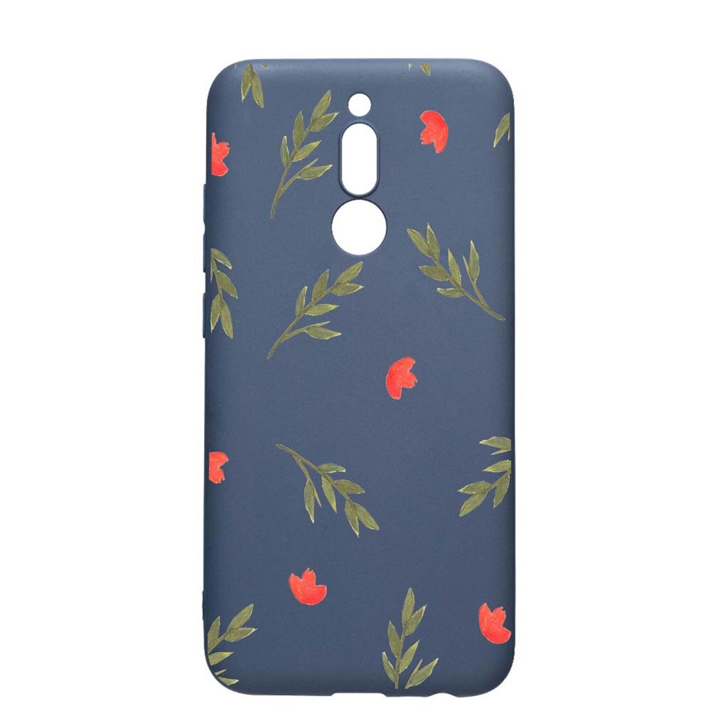Husa Xiaomi Redmi 8, Flowers, rezistenta la uzura, anti-alunecare, din silicon Premium, AlaskanBlue, AB516
