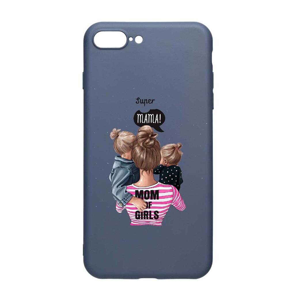 Husa Apple iPhone 8 Plus / 7 Plus, Super Mama, rezistenta la uzura, anti-alunecare, din silicon Premium, AlaskanBlue, AB556