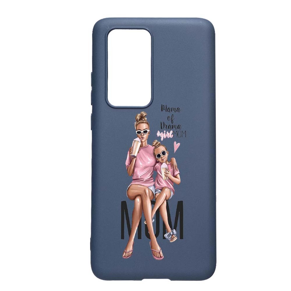 Husa Huawei P40, Girl Mom, rezistenta la uzura, anti-alunecare, din silicon Premium, AlaskanBlue, AB558