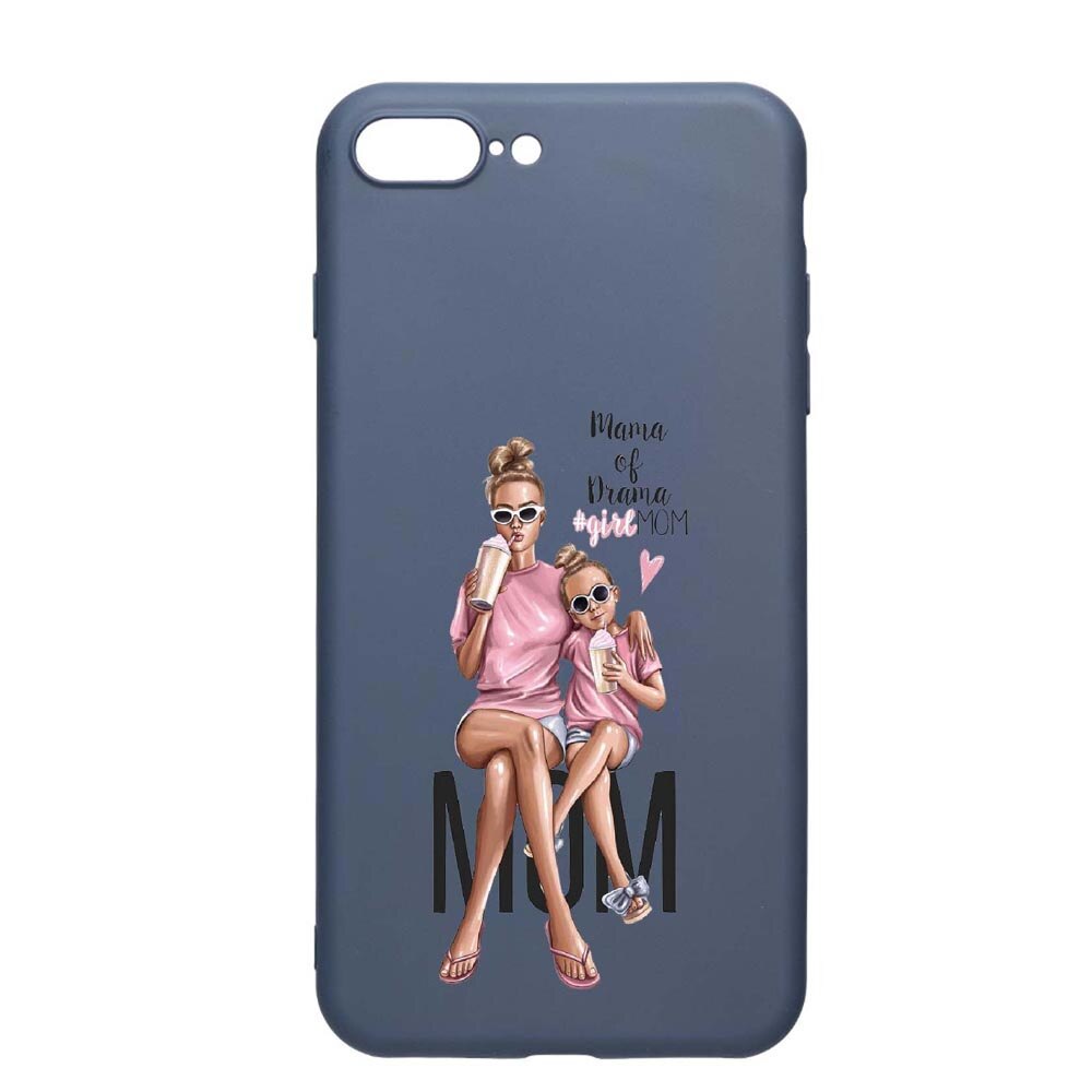 Husa Apple iPhone 8 Plus / 7 Plus, Girl Mom, rezistenta la uzura, anti-alunecare, din silicon Premium, AlaskanBlue, AB558