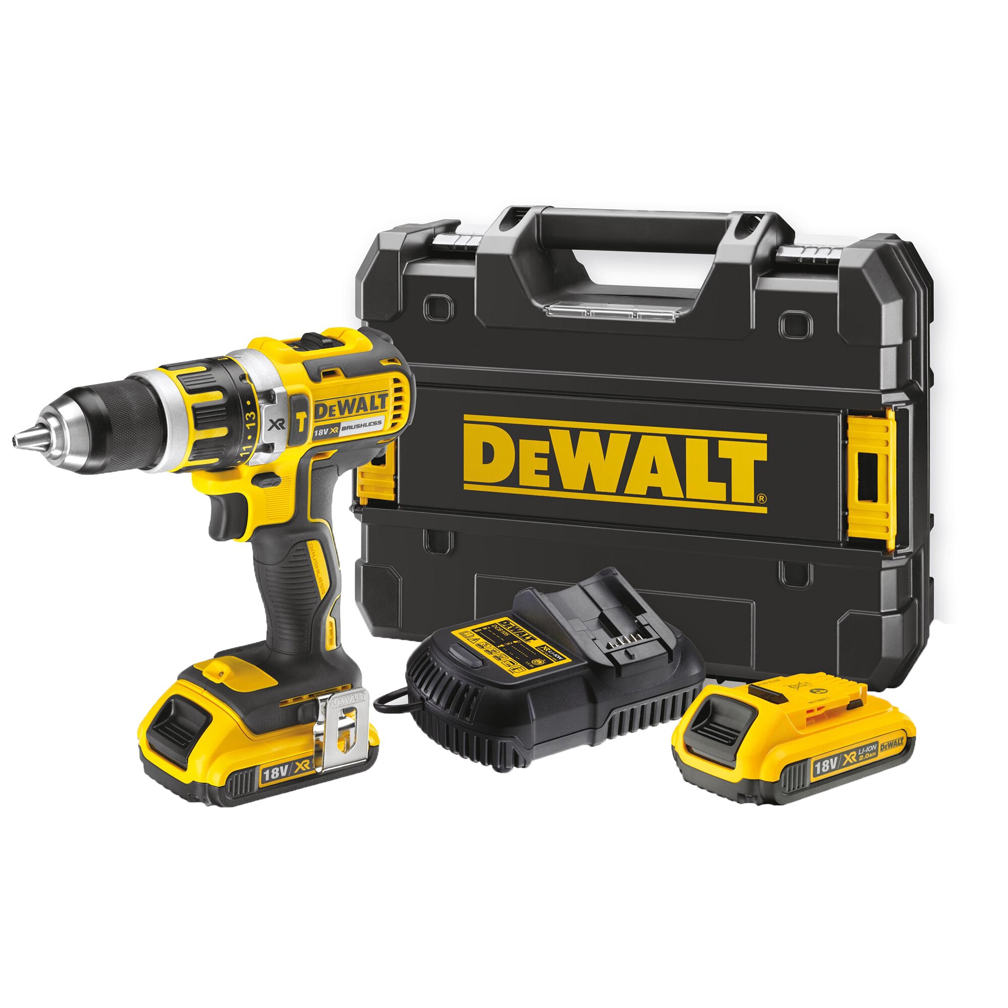 Masina compacta de gaurit cu percutie Dewalt DCD795D2-QW, motor fara perii, XR Li-Ion de 18V,mandrina rapida 13 mm