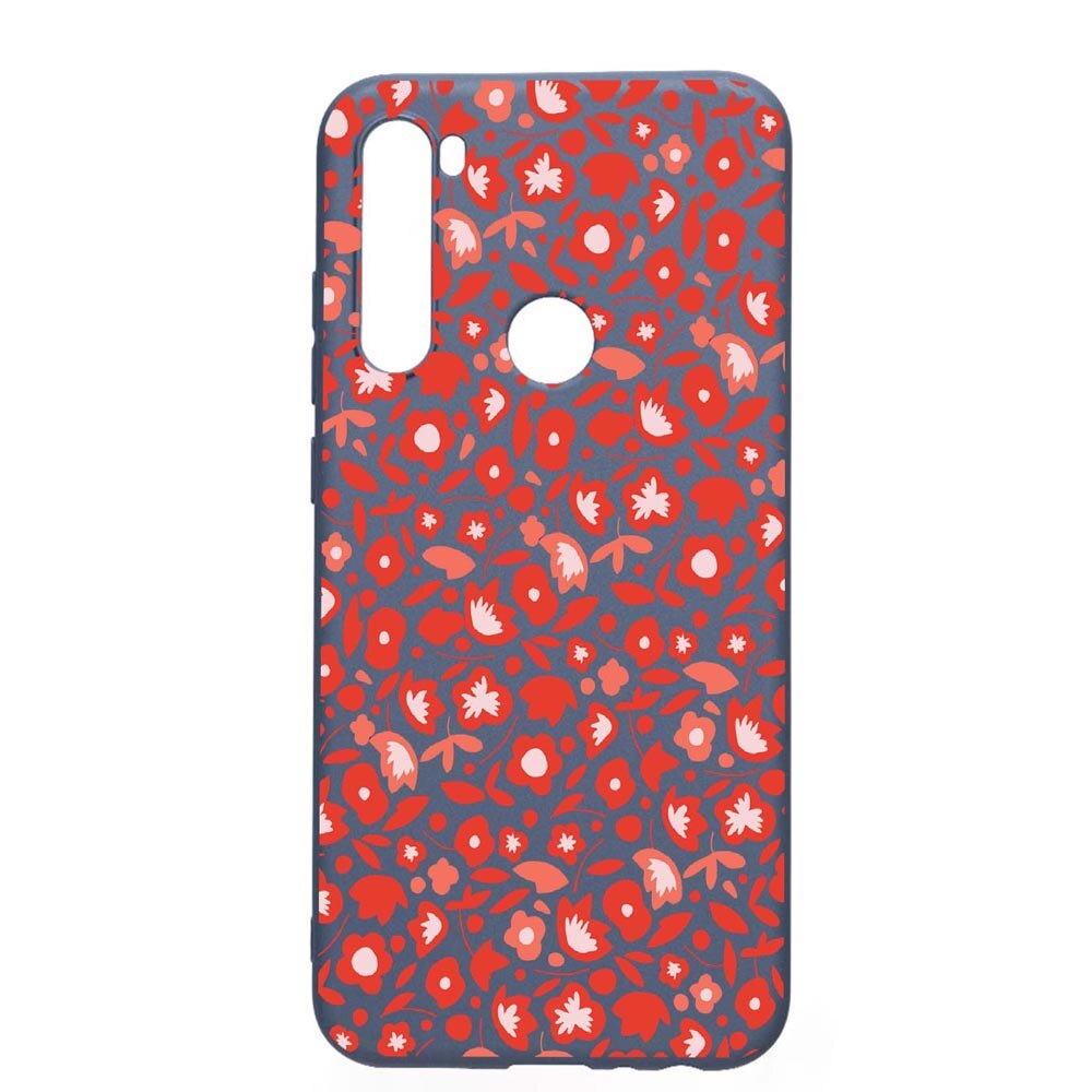 Husa Xiaomi Redmi Note 8T, Red Flowers Pattern, rezistenta la uzura, anti-alunecare, din silicon Premium, AlaskanBlue, AB631