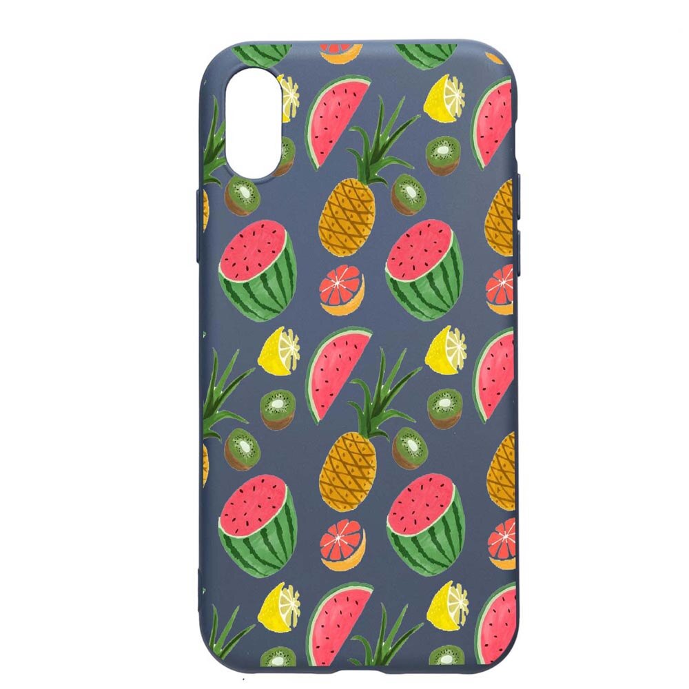 Husa Apple iPhone XS / X, Ananas, rezistenta la uzura, anti-alunecare, din silicon Premium, AlaskanBlue, AB666