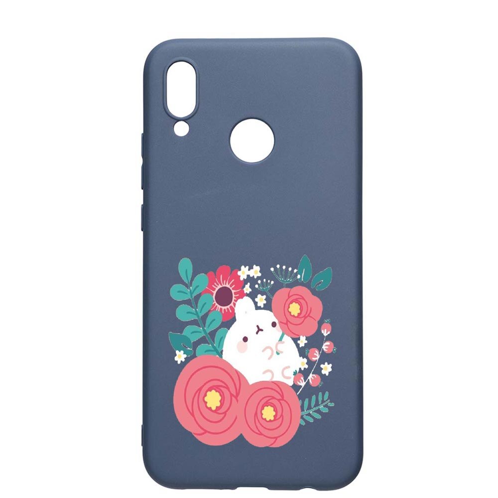 Husa Samsung Galaxy A20, Rabbit in flowers, rezistenta la uzura, anti-alunecare, din silicon Premium, AlaskanBlue, AB686