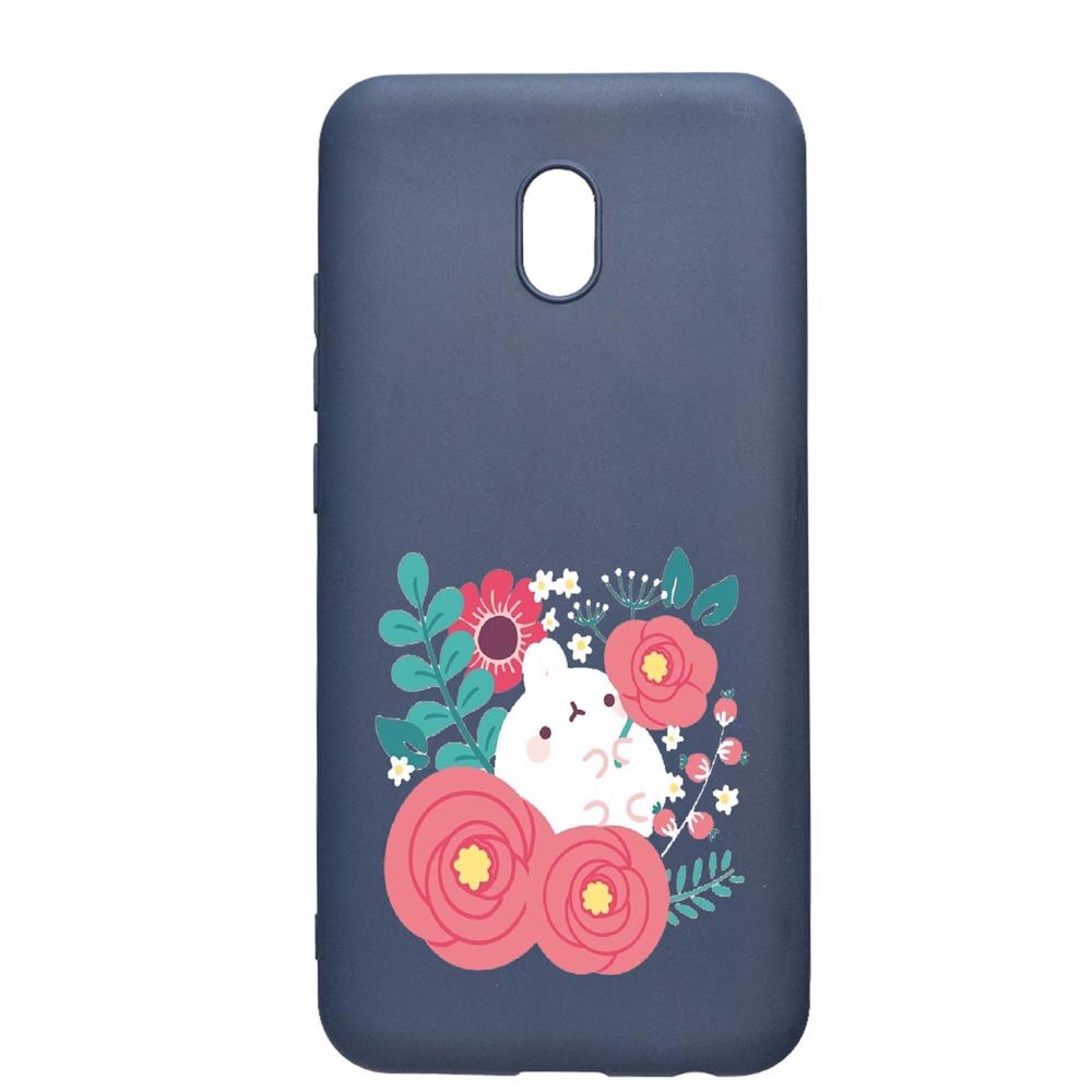 Husa Xiaomi Redmi 8A, Rabbit in flowers, rezistenta la uzura, anti-alunecare, din silicon Premium, AlaskanBlue, AB686