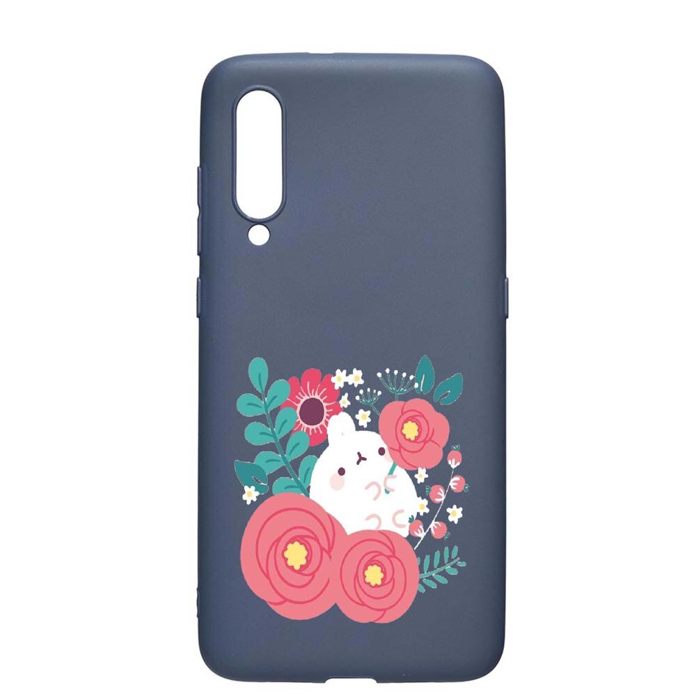 Husa Xiaomi Mi 9, Rabbit in flowers, rezistenta la uzura, anti-alunecare, din silicon Premium, AlaskanBlue, AB686
