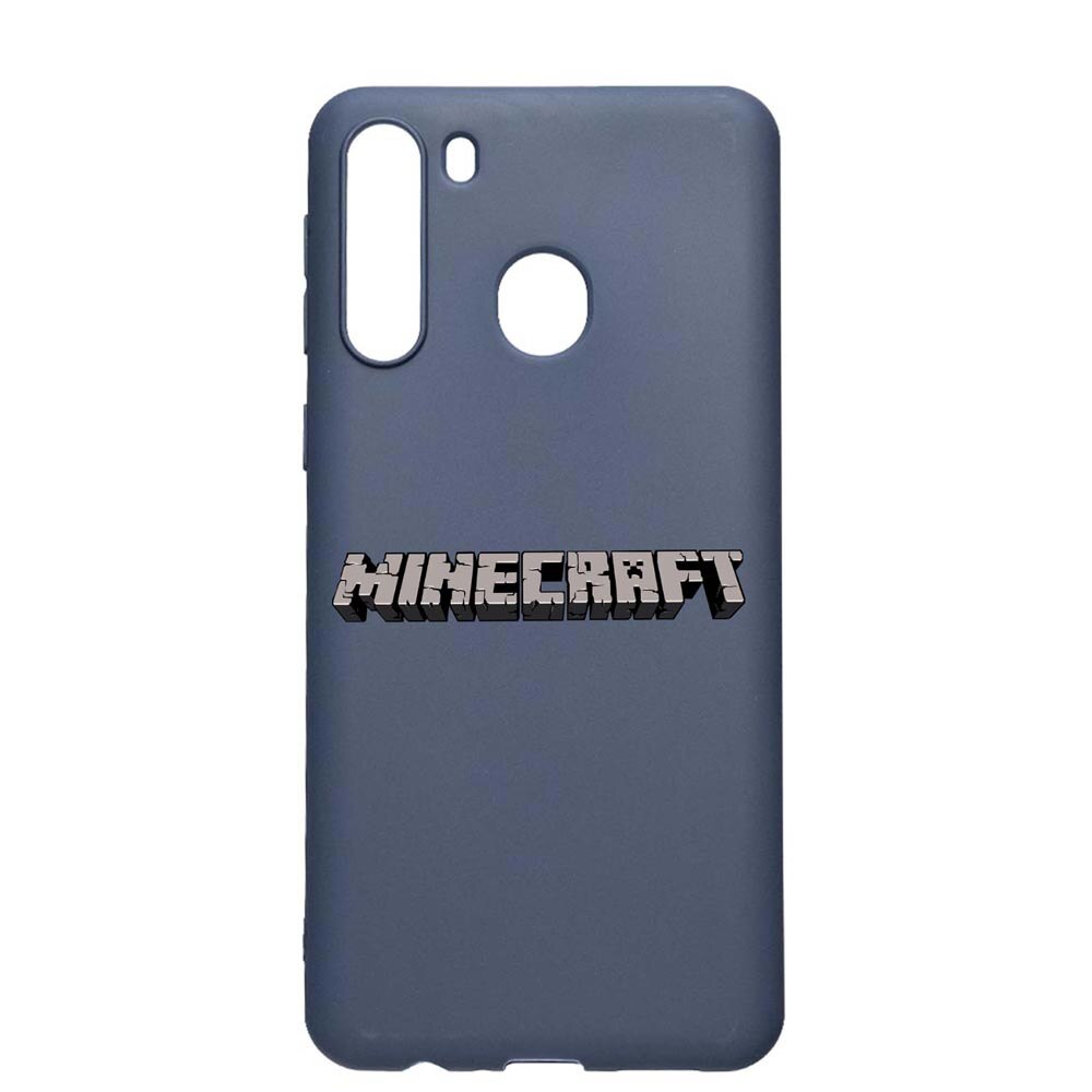 Husa Samsung Galaxy A21, Minecraft, rezistenta la uzura, anti-alunecare, din silicon Premium, AlaskanBlue, AB729