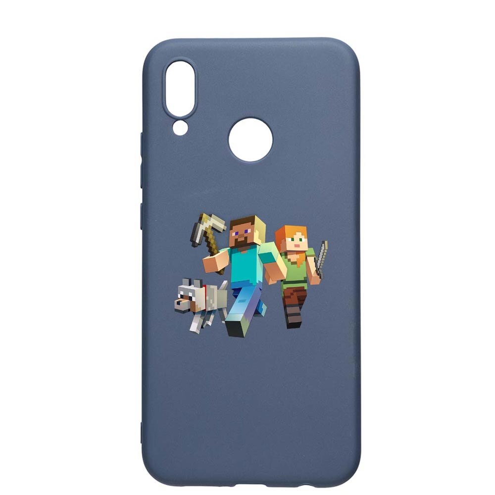 Husa Huawei P20 Lite, Minecraft, rezistenta la uzura, anti-alunecare, din silicon Premium, AlaskanBlue, AB730