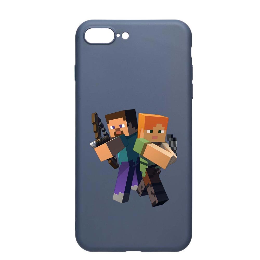 Husa Apple iPhone 8 Plus / 7 Plus, Minecraft, rezistenta la uzura, anti-alunecare, din silicon Premium, AlaskanBlue, AB728