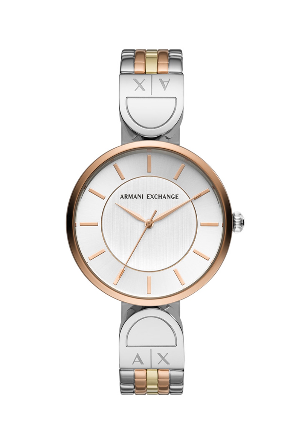 ARMANI EXCHANGE, Ceas rotund de otel inoxidabil, Argintiu/Auriu rose