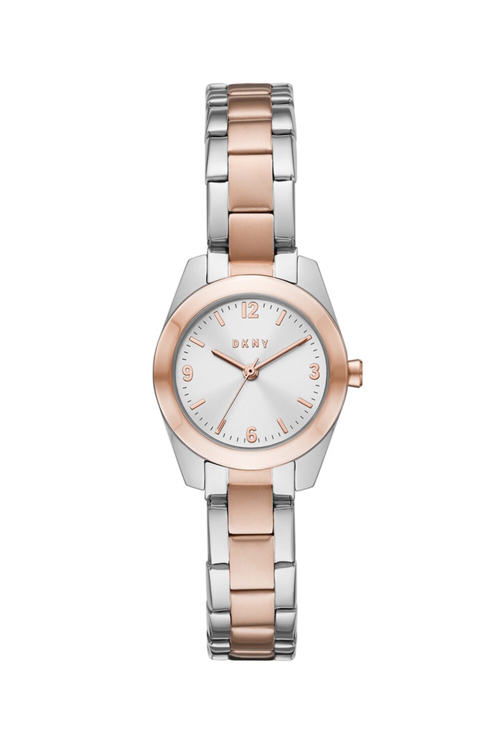 DKNY, Ceas quartz cu doua nuante, Argintiu/Auriu rose