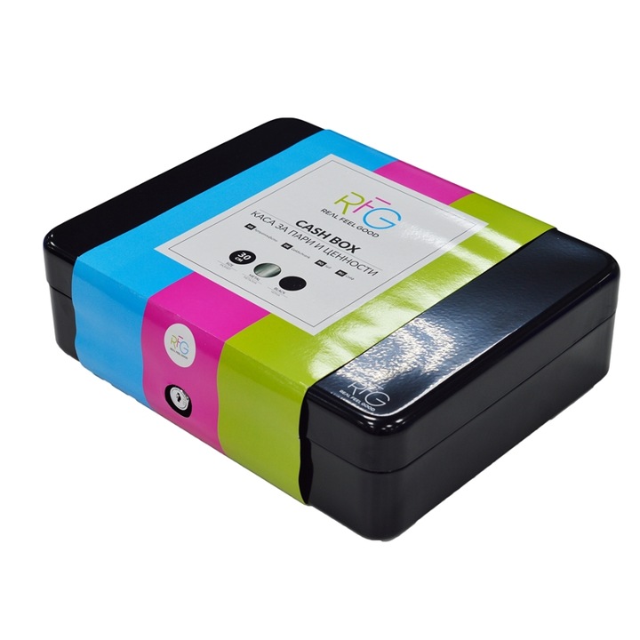Caseta pentru bani, RFG REAL FEEL GOOD, Otel, Negru, 90x 300x 240mm