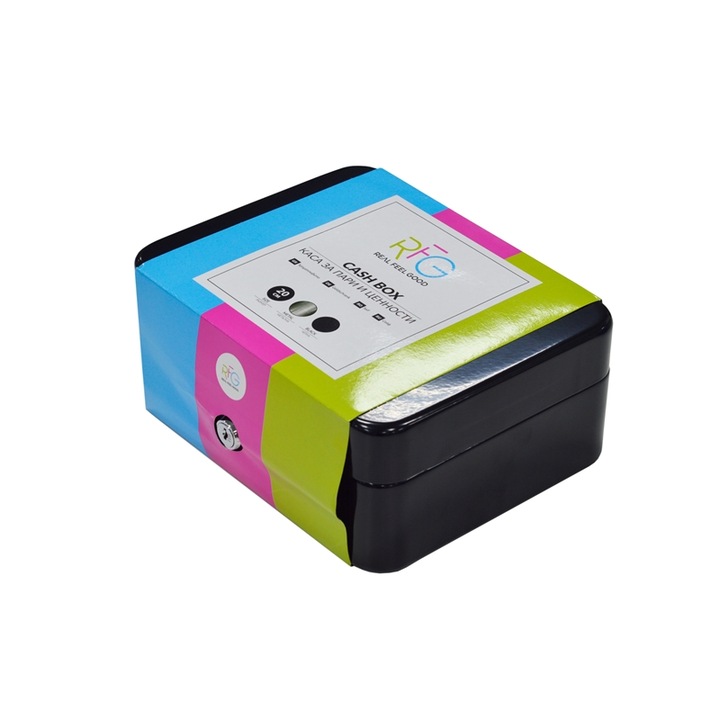 Caseta pentru bani, RFG REAL FEEL GOOD, Otel, Negru, 90x 200x 160mm