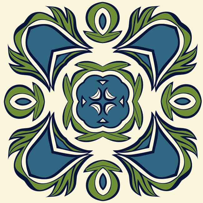 Set 6 buc stickere autocolante faianta decorativa 20cm x 20cm model abstract cu verde si albastru