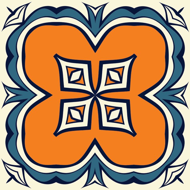 Set 8 buc stickere autocolante faianta decorativa 15cm x 15cm model abstract cu portocaliu 20