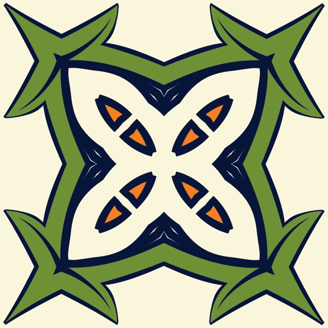 Set 6 buc stickere autocolante faianta decorativa 20cm x 20cm model cu desen abstract verde