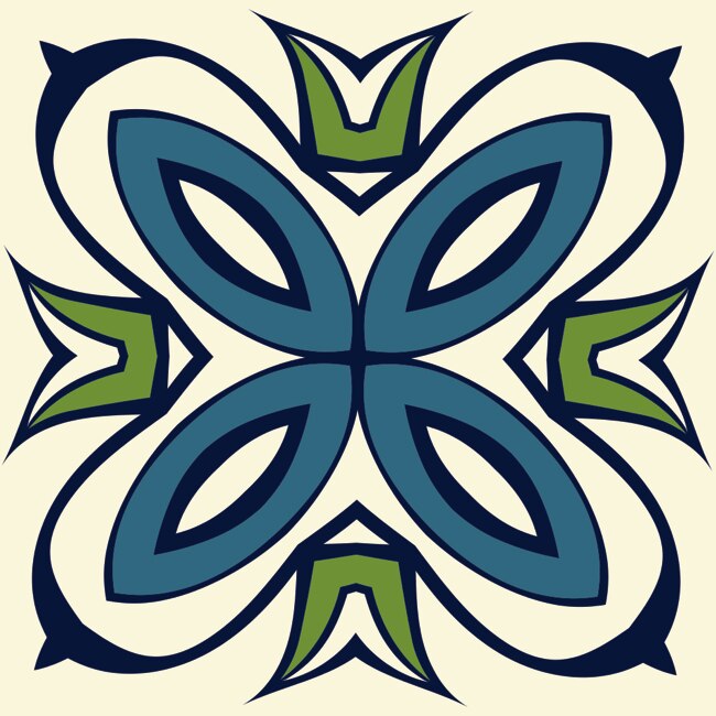 Set 6 buc stickere autocolante faianta decorativa 20cm x 20cm model cu desen abstract albastru