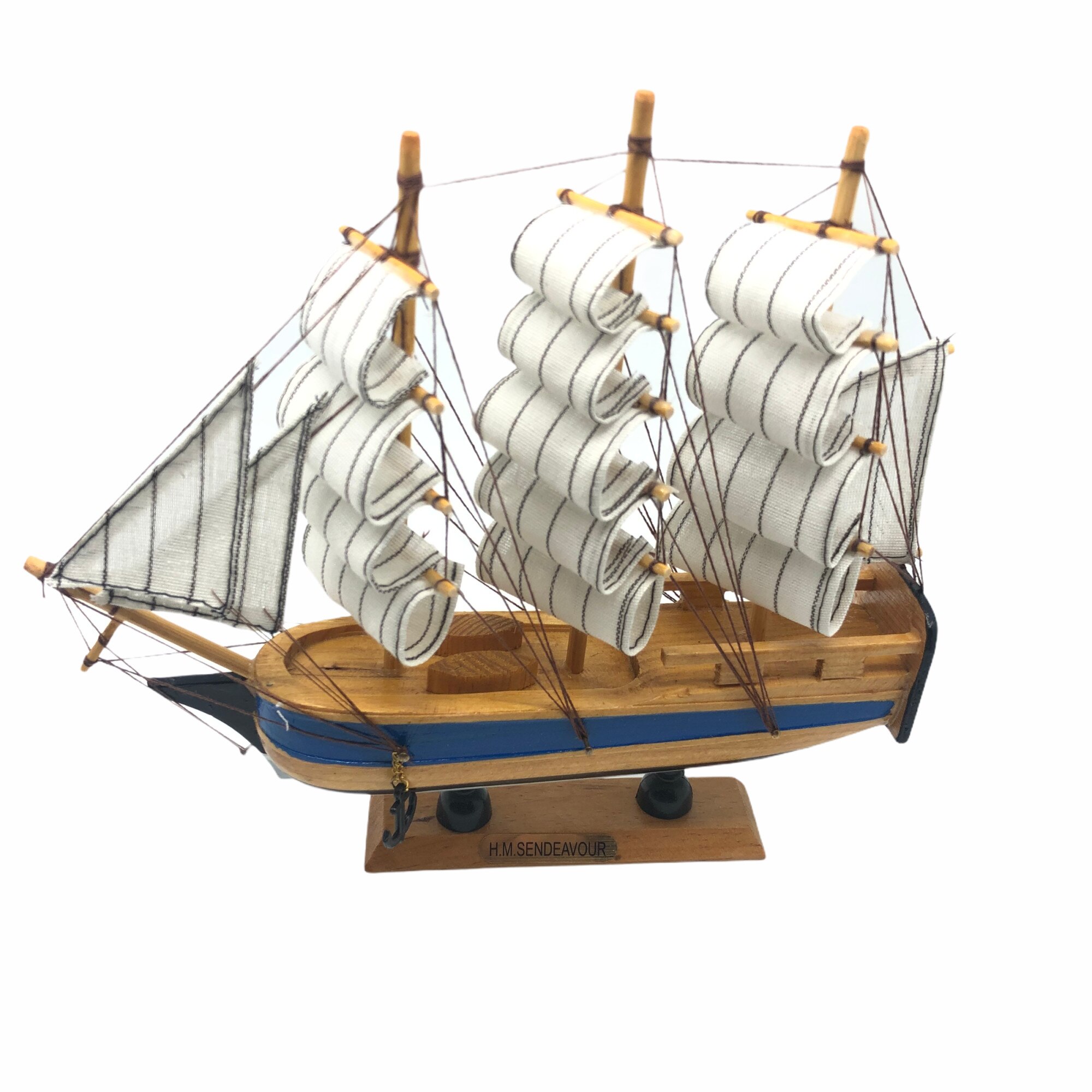 Corabie decorativa, Atelier, Lemn, Albastru, 23x22cm