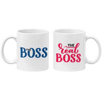 Set doua cani, cadou inedit pentru ziua indragostitilor, Priti Global, THE BOSS & THE REAL BOSS, 300 ml Set doua cani, cadou inedit pentru ziua indragostitilor, Priti Global, THE BOSS & THE REAL BOSS, 300 ml