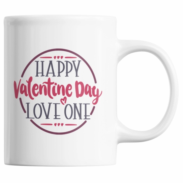 Чаша за кафе за Свети Валентин, Priti Global, Отпечатано с любовно послание Happy Valentine's Day, my love, 300 мл