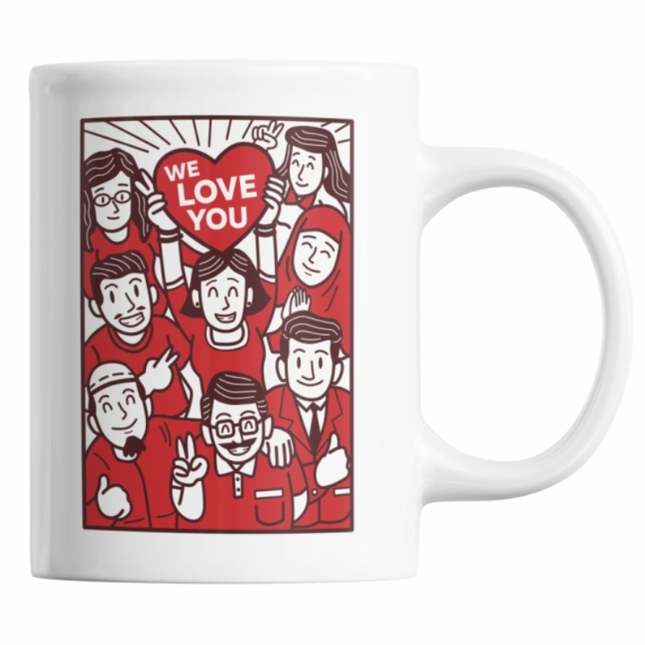 Керамична чаша за Свети Валентин, Priti Global, с прекрасен текст: I LOVE YOU, 300 ml